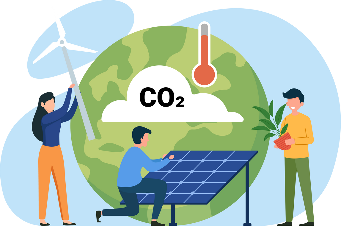 Reduce CO2 emission illustration concept